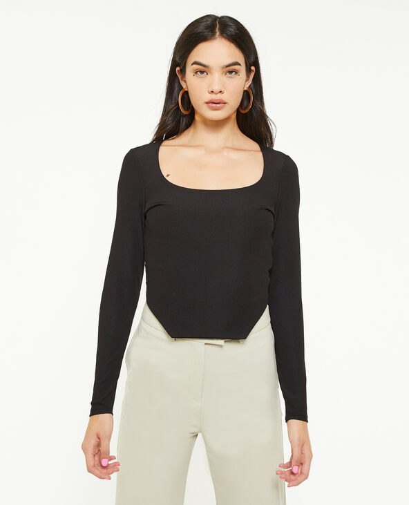 Top encolure carrée effet corset noir - Pimkie