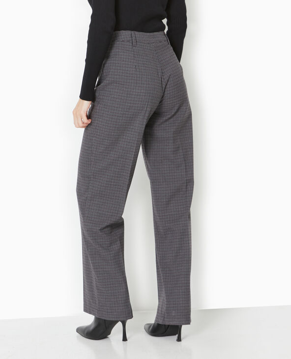 Pantalon droit city motif pied-de-poule gris - Pimkie