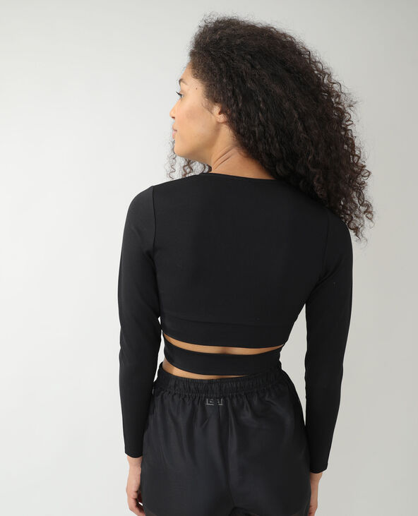 T-shirt cropped cache-cœur noir - Pimkie