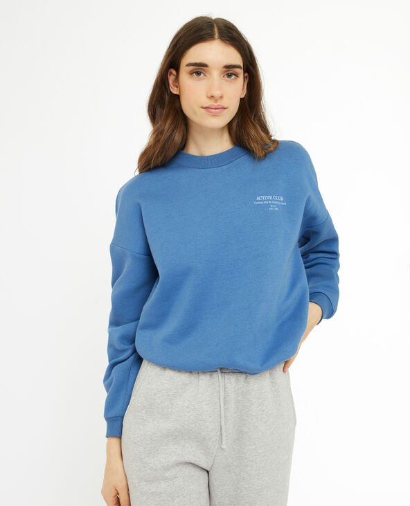 Sweat oversize avec print devant et dos bleu foncé - Pimkie
