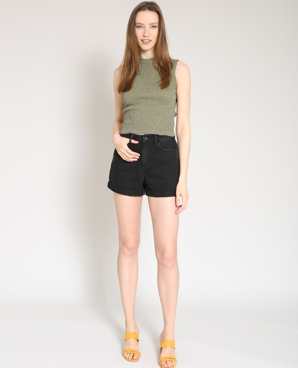 Crop top smocké vert de gris - Pimkie