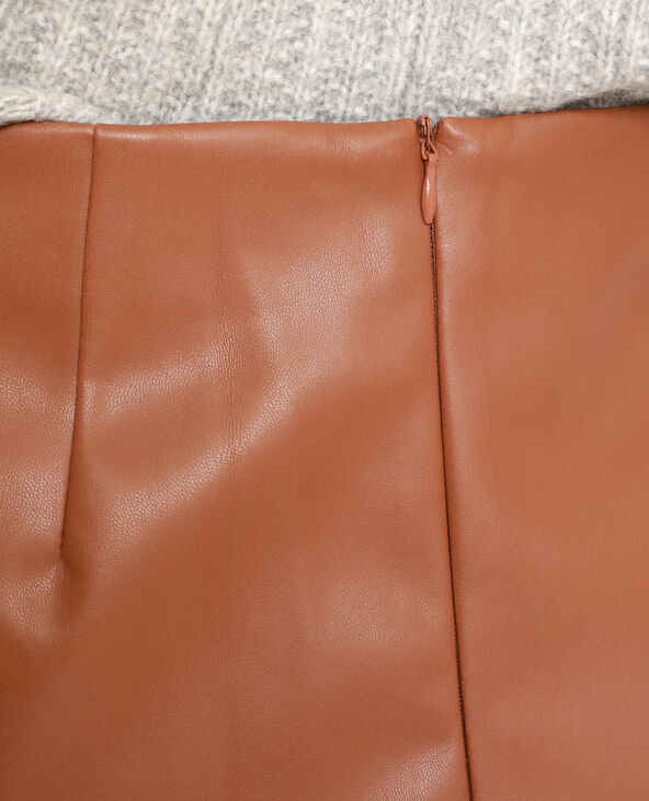 Jupe en faux cuir marron - Pimkie