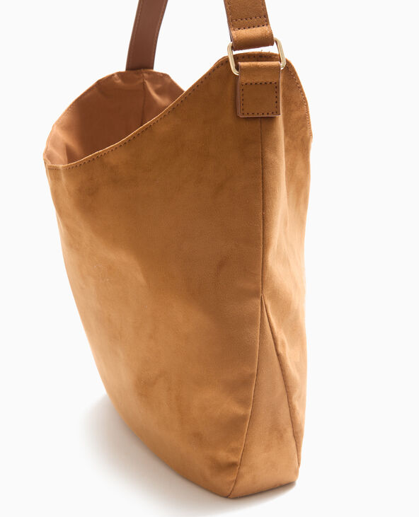 Grand sac cabas en suédine camel - Pimkie
