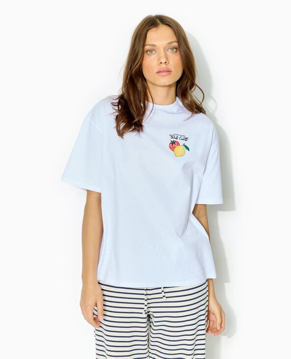 T-shirt oversize avec print poitrine et dos blanc - Pimkie