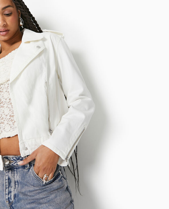 Blouson biker en jean blanc - Pimkie