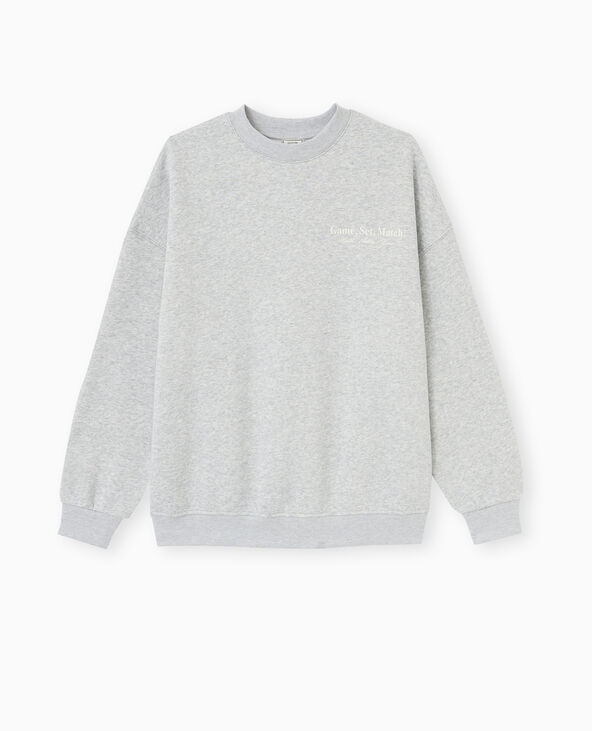 Sweat oversize avec flocages poitrine et dos gris chiné - Pimkie