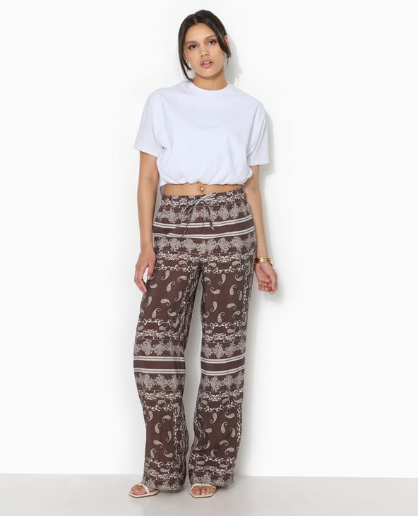 Pantalon taille coulissée motif bandana marron - Pimkie