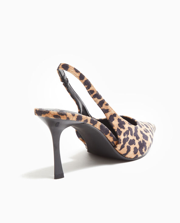 Escarpins bout pointu talon ouvert motif léopard beige - Pimkie