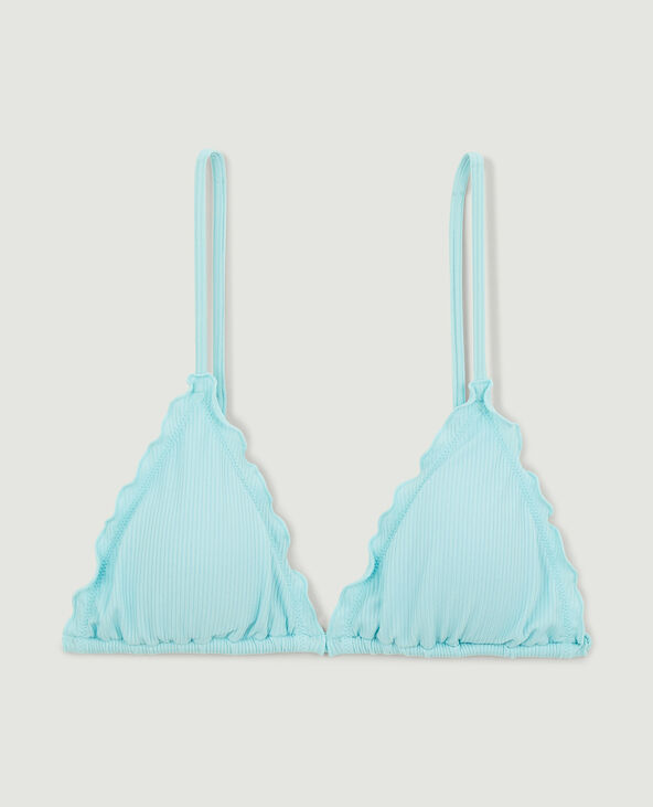 Haut de maillot triangle bords ondulés bleu turquoise - Pimkie