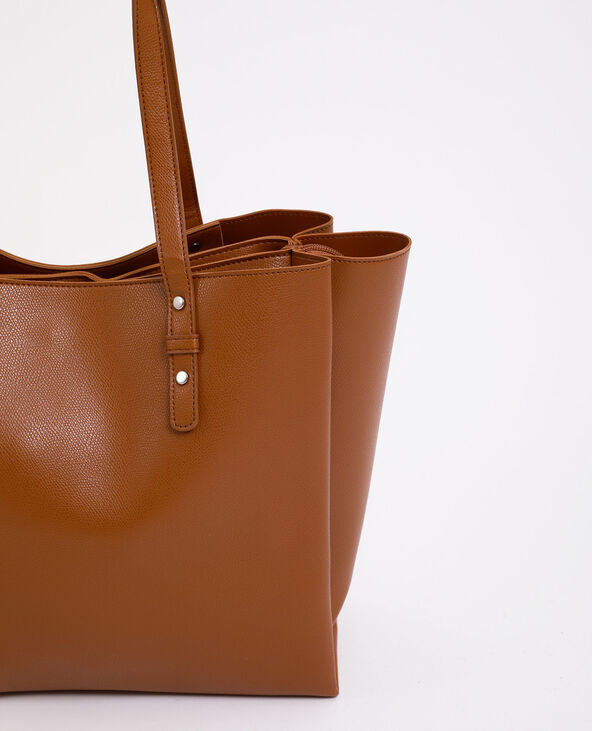 Sac cabas en faux cuir camel - Pimkie
