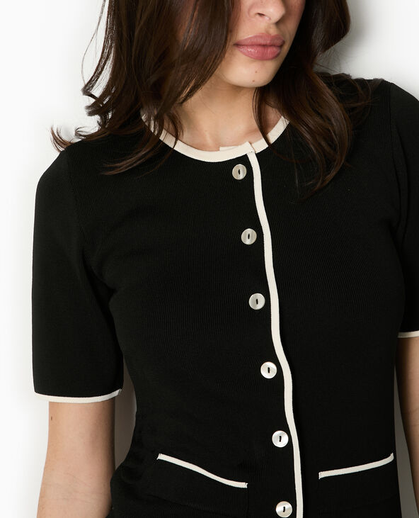 Robe courte boutonnée en maille noir - Pimkie