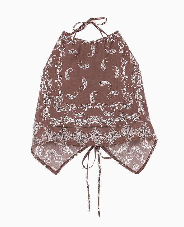 Top foulard dos-nu motif cachemire marron - Pimkie