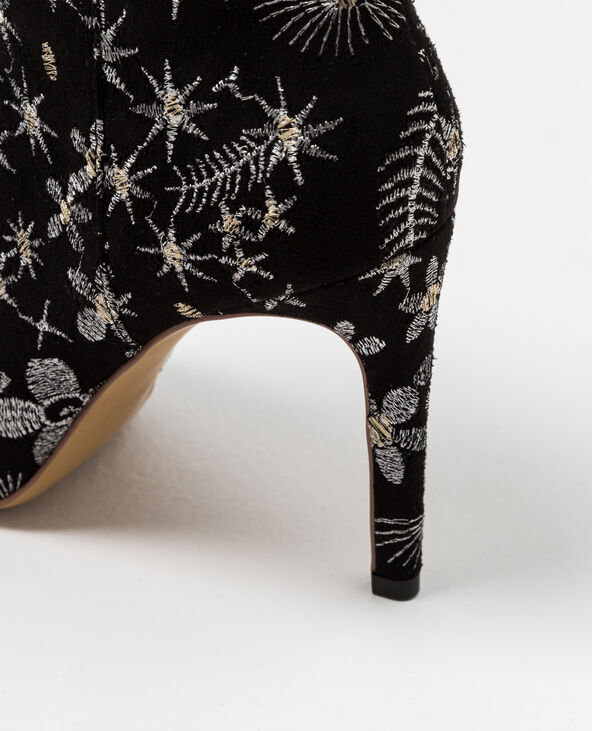 Bottines à broderies noir - Pimkie