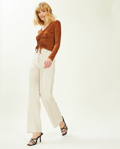 Pantalon droit taille haute sable - Pimkie