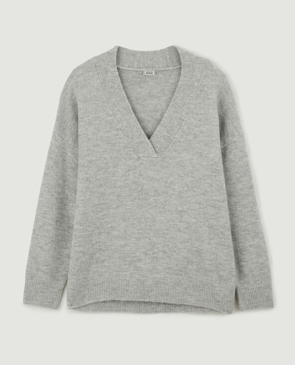 Pull col V gris - Pimkie