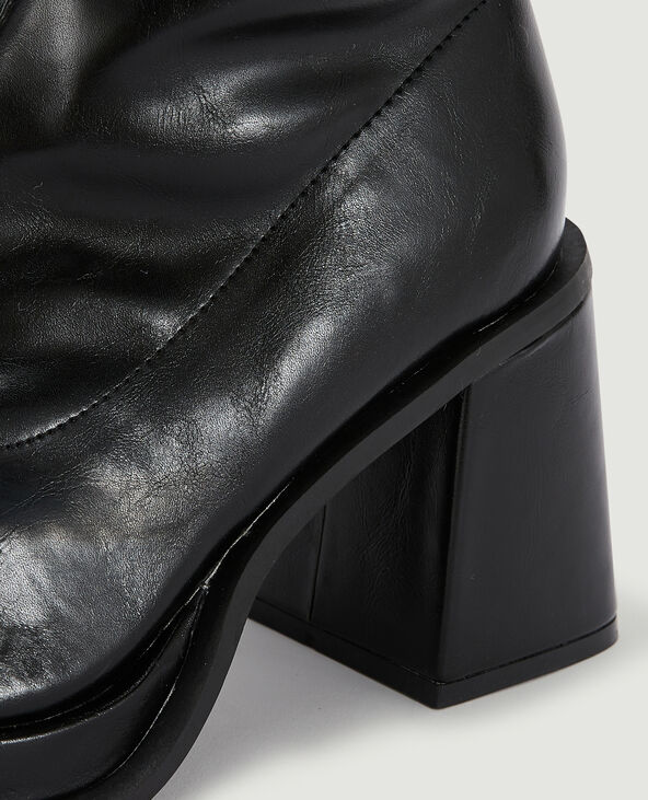 Bottes plateformes bouts carrés noir - Pimkie