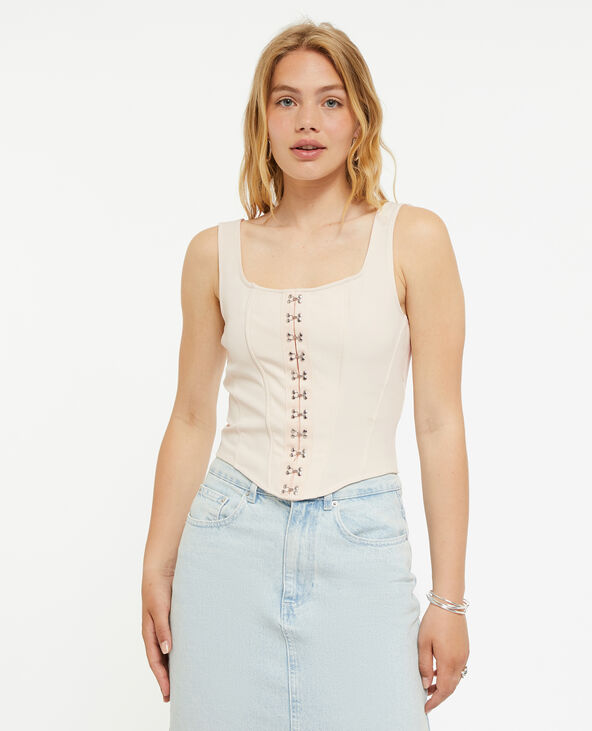 Top à bretelles façon corset beige - Pimkie