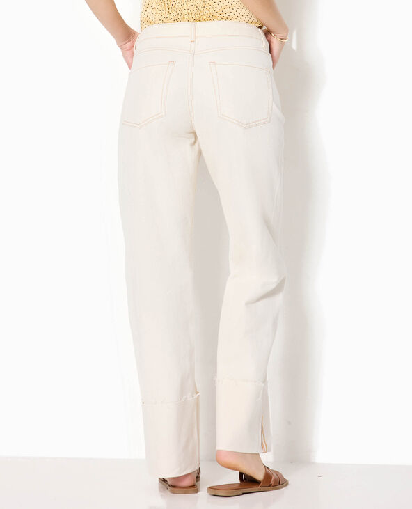 Jean droit taille regular avec revers blanc - Pimkie