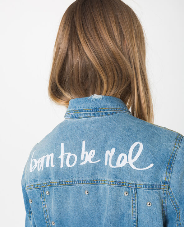Veste en jean destroy bleu foncé - Pimkie