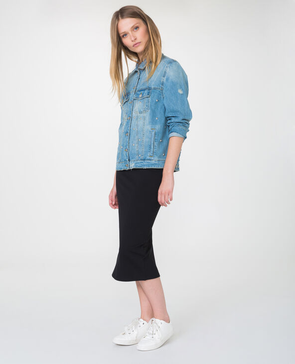 Veste en jean destroy bleu foncé - Pimkie