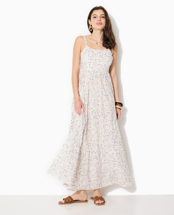 Robe longue à bretelles motif cachemire blanc - Pimkie
