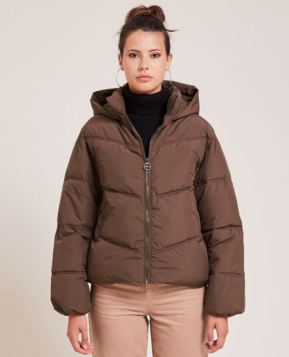 Doudoune oversize avec capuche marron - Pimkie