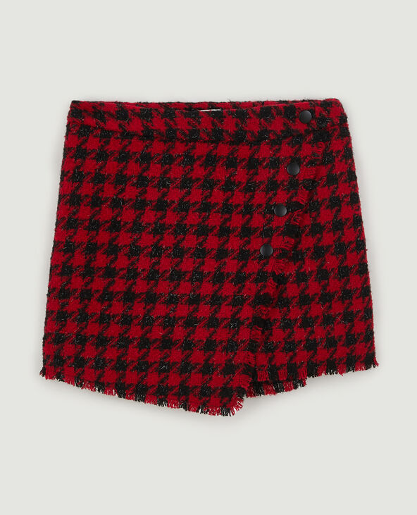 Jupe short effet tweed motif pied de poule