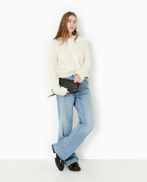 Gilet col rond avec torsades et strass blanc - Pimkie