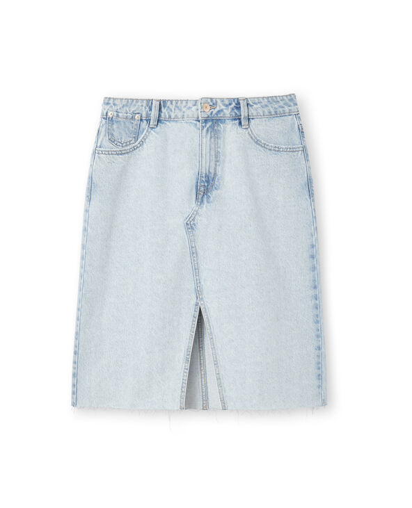 Jupe en jean droite longueur genoux bleu clair - Pimkie