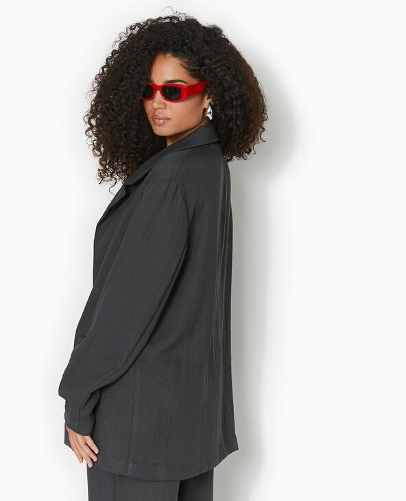 Veste blazer souple en tissu fluide gris foncé - Pimkie