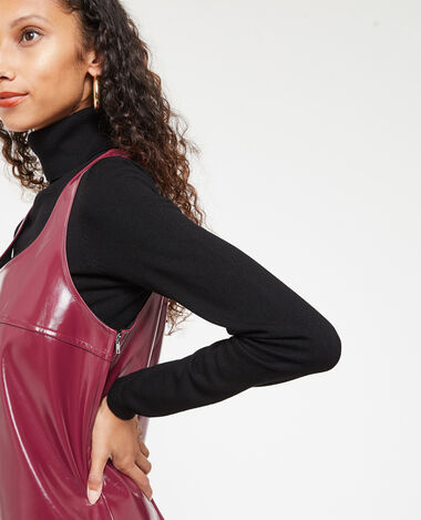 Robe courte trapèze en vinyle bordeaux - Pimkie