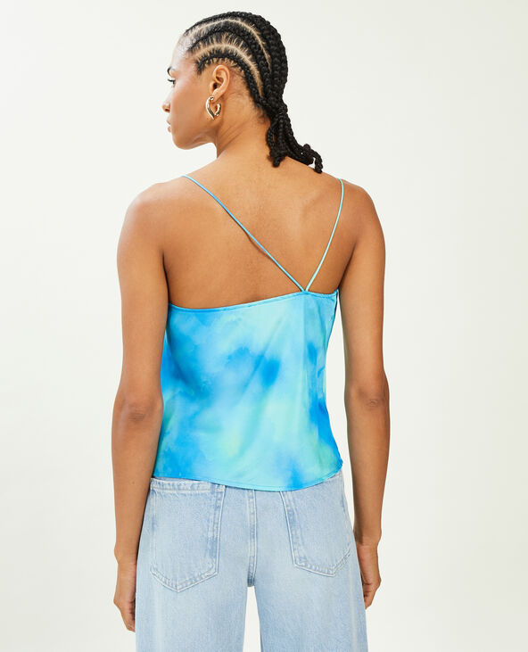 Top asymétrique col bénitier bleu - Pimkie