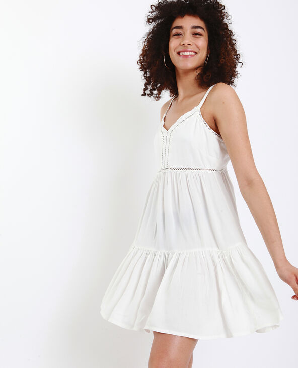 Robe courte ajourée blanc - Pimkie