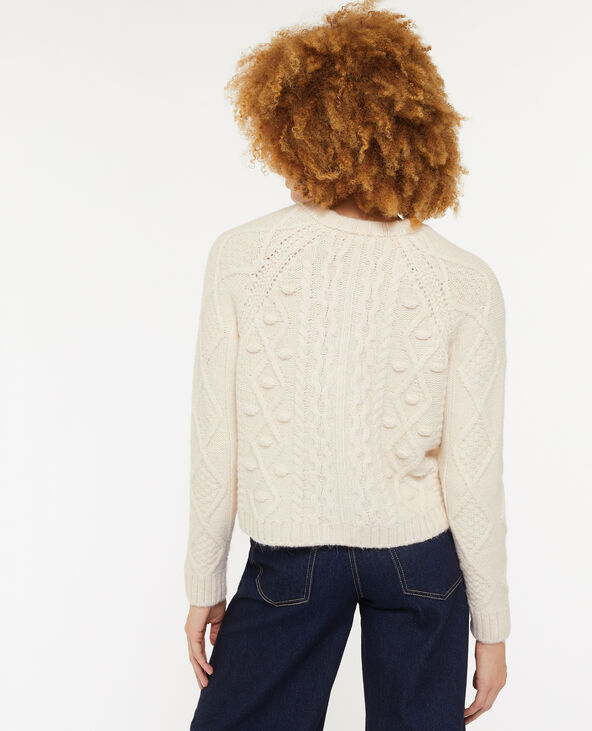 Gilet col rond maille fantaisie blanc - Pimkie