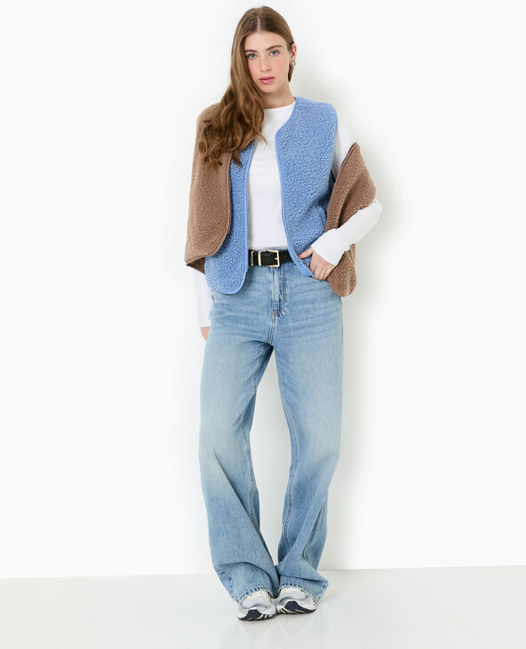Gilet sans manches en sherpa effet mouton bleu - Pimkie