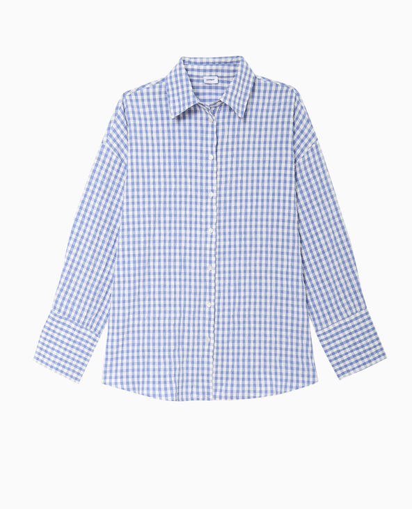 Chemise oversize motif vichy bleu - Pimkie