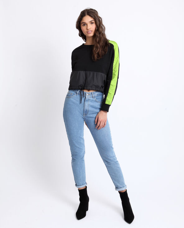 Sweat bicolore noir - Pimkie