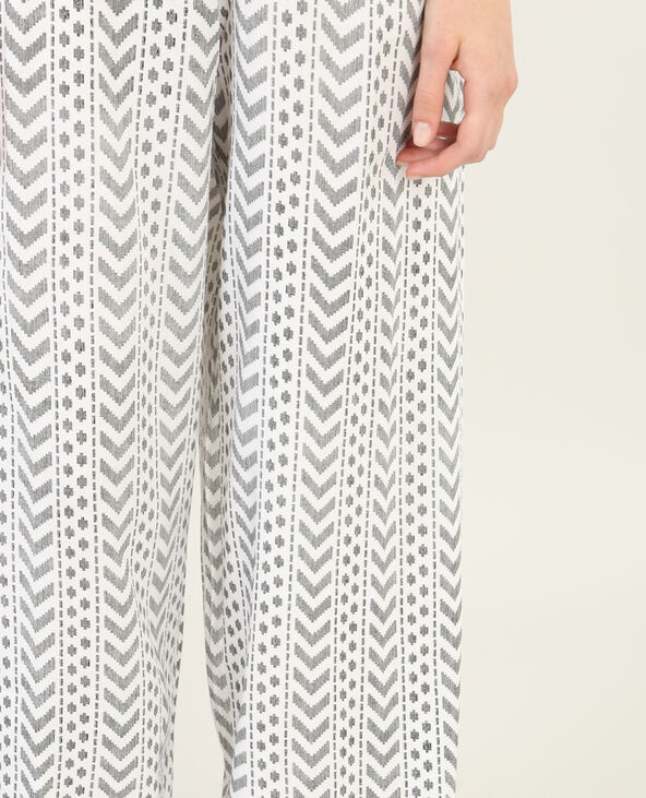 Pantalon fluide imprimé blanc - Pimkie