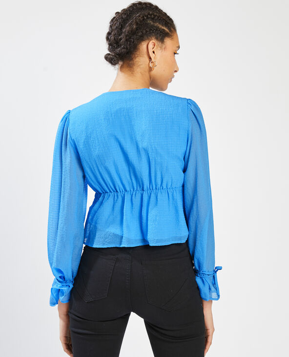 Blouse encolure V bleu électrique - Pimkie
