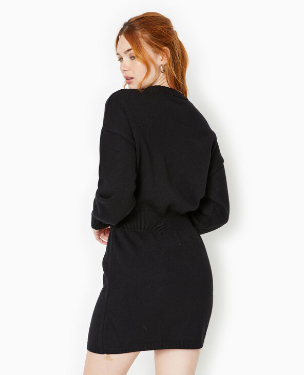 Robe en maille avec taille marquée noir - Pimkie