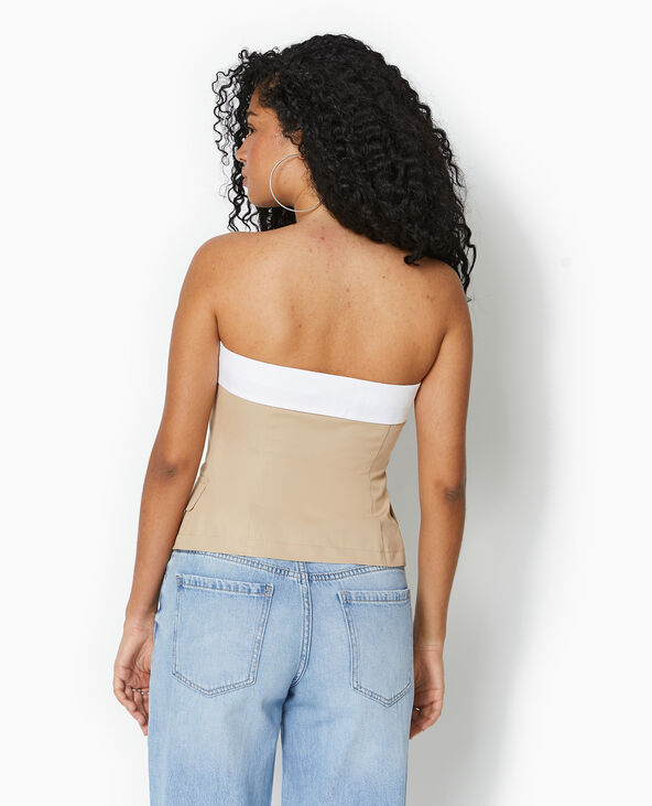 Top bustier avec revers beige - Pimkie