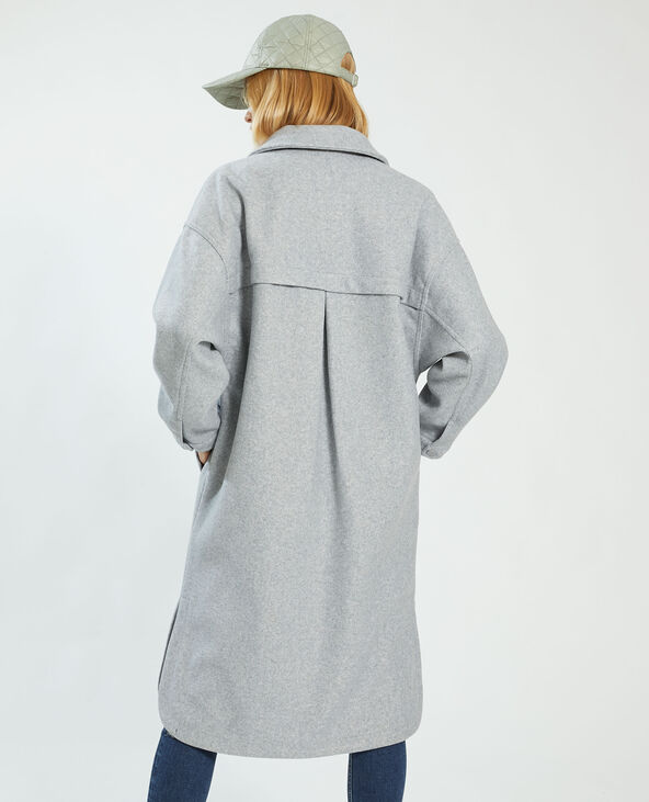 Manteau long oversize gris chiné - Pimkie