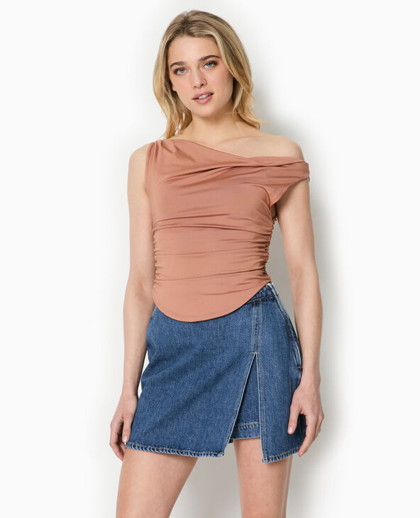 Top bénitier avec fronces côtés marron - Pimkie