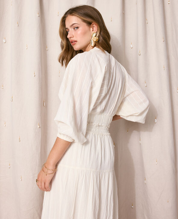 Blouse décolletée avec manches chauve-souris blanc - Pimkie