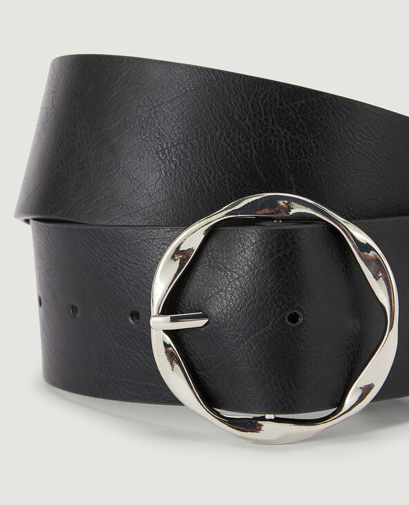 Ceinture large boucle ronde noir - Pimkie