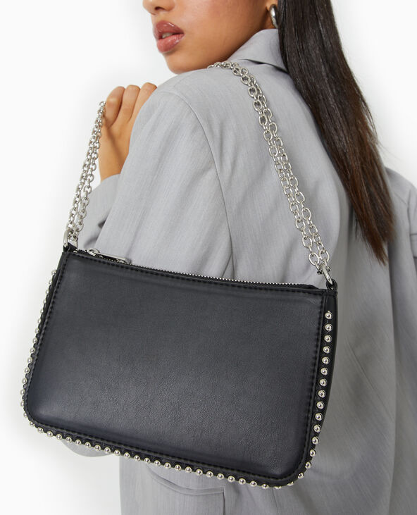 Sac pochette avec chaînette et clous noir - Pimkie