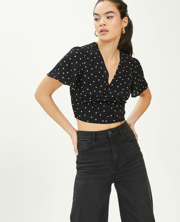 Blouse courte manches papillon noir - Pimkie