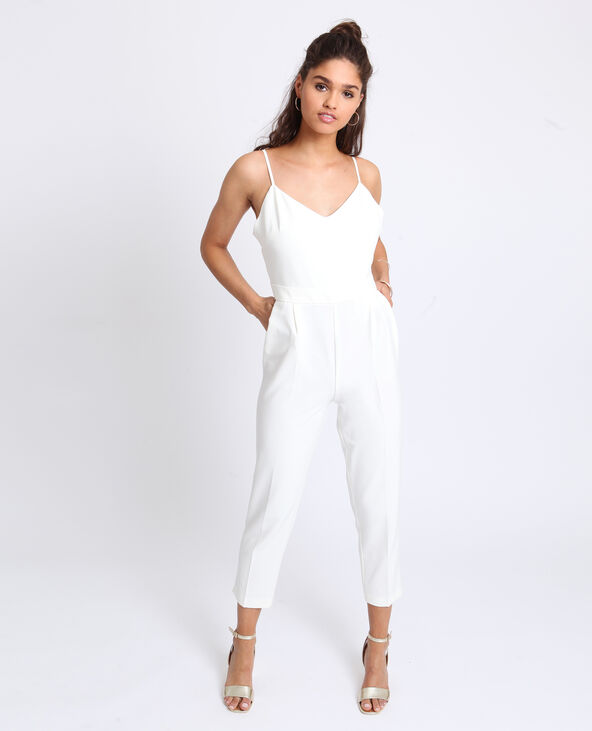 Combi-pantalon à fines bretelles écru - Pimkie