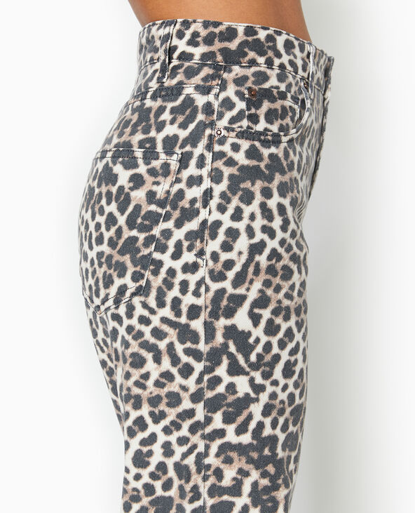 Jean droit taille haute motif léopard taupe - Pimkie