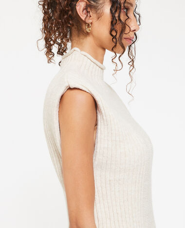 Pull sans manche avec col montant sable - Pimkie